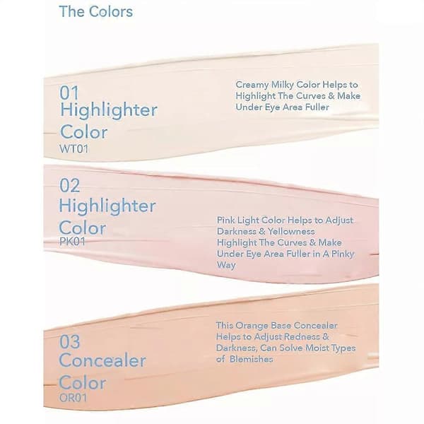 Concealer Pen, 3 Colors Liquid Concealer with Sponge Head 1 1