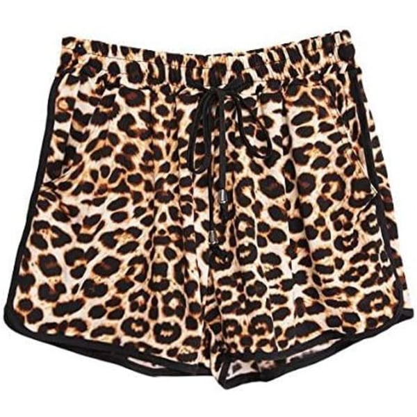 Dam Mode Sommar Leopard Strandshorts Casual Korta Byxor XL