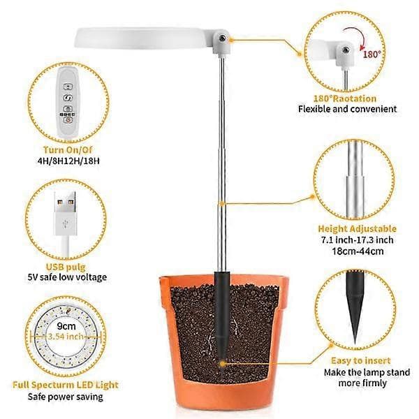 LED full spectrum grow light 3 light modes grow light with timer for indoor plants, vegetables, flowers