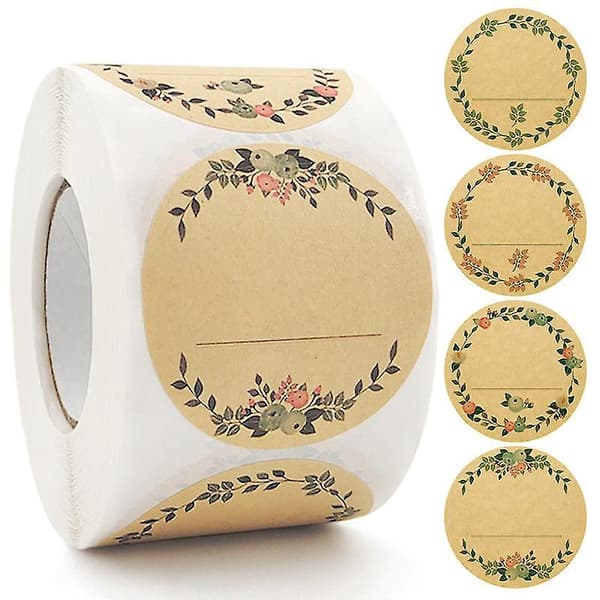 500 Pcs Self-Adhesive Kraft Paper Labels, 5 cm, Jam Jar Labels Type A Type A