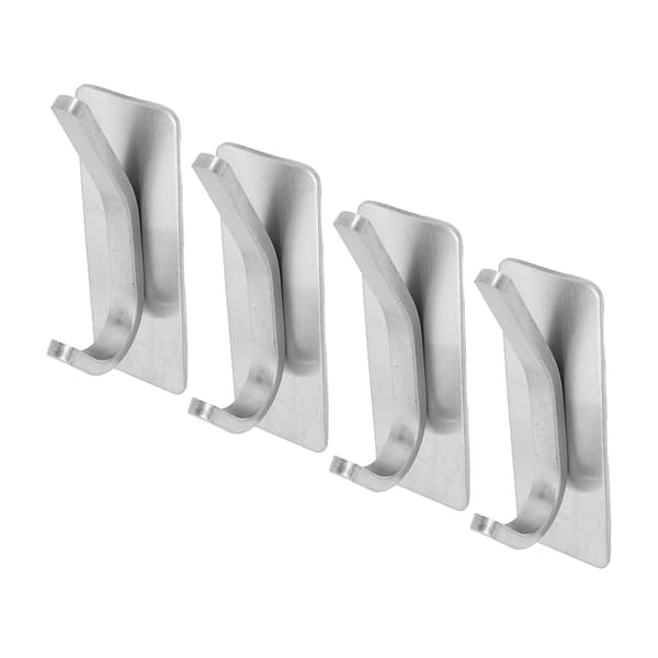 4pcs Stainless Steel Self-Adhesive Hooks Wall Hooks for Coat Hat Bathroom Silver No Drilling