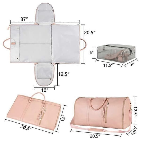 Space-saving Multifunctional Travel Bag, Weekend Shoulder Bag, Overnight Bag for Women Pink Pink