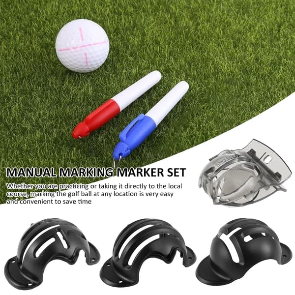 Golf Ball Alignment Tool Kit with Line Drawing Template and 4 Marker Pens for Golf Training and Putting
