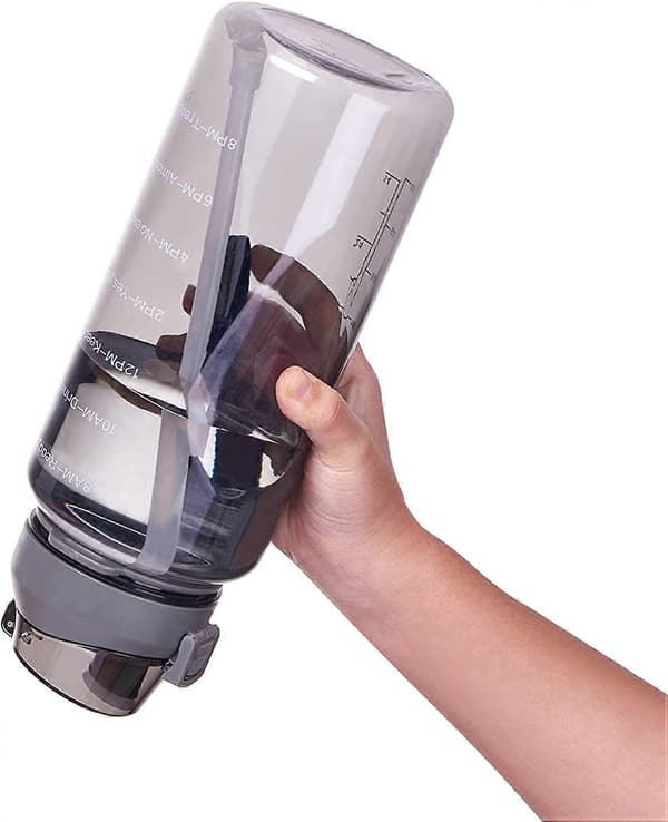 2 litran vesipullo pillillä ja tiiviillä kannella, 2000 ml BPA-vapaa vesipullo aikamerkinnällä