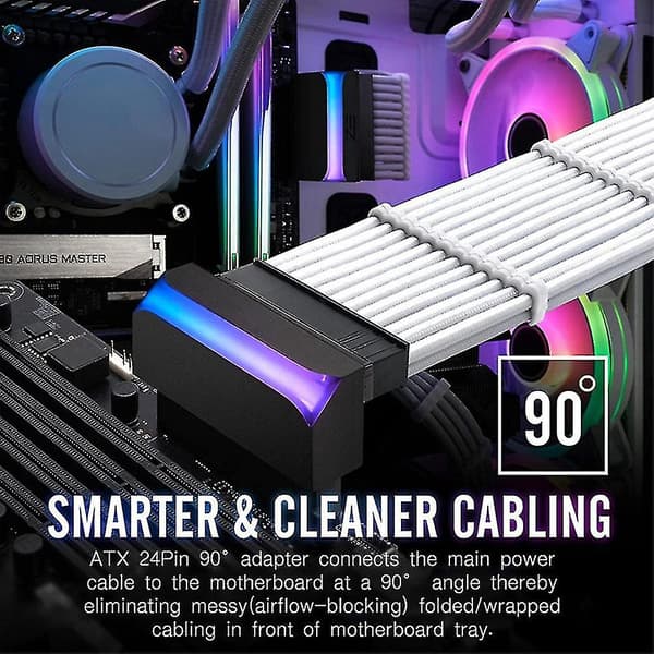 Atx 24 Pin Til 90 Grader Strømadapter Argb Hovedkort 24pin Styringshode Diy Monteringstilbehør TY