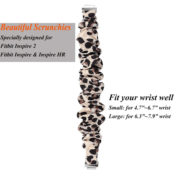 MEFEO Scrunchies Kompatibla med Fitbit Inspire 2 Armband/Inspire Leopard (Small, Leopard)
