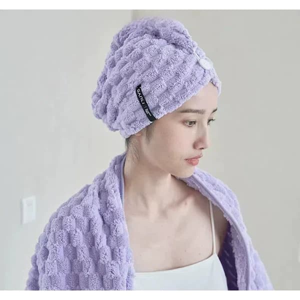 Superabsorbent Thick Coral Fleece Towel - Quick-Drying Comfortable Hair Band Grey