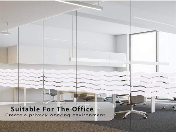 Frosted Window Film Provides Privacy Anti-UV Electrostatic Window Film Non-Adhesive Decorative Window Decal Wave Pattern
