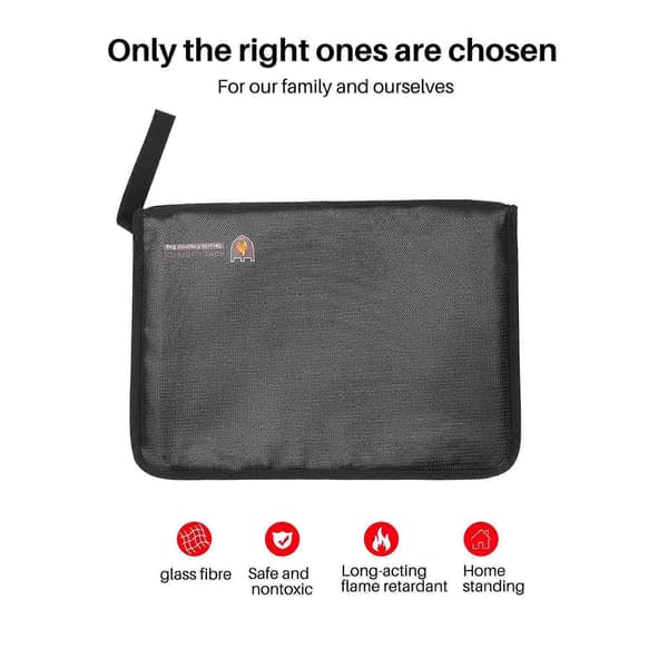 Fireproof Document Folder Accordion Bag 14.3x9.8 inch A4 Size 12 Pockets Non-itchy Silicone