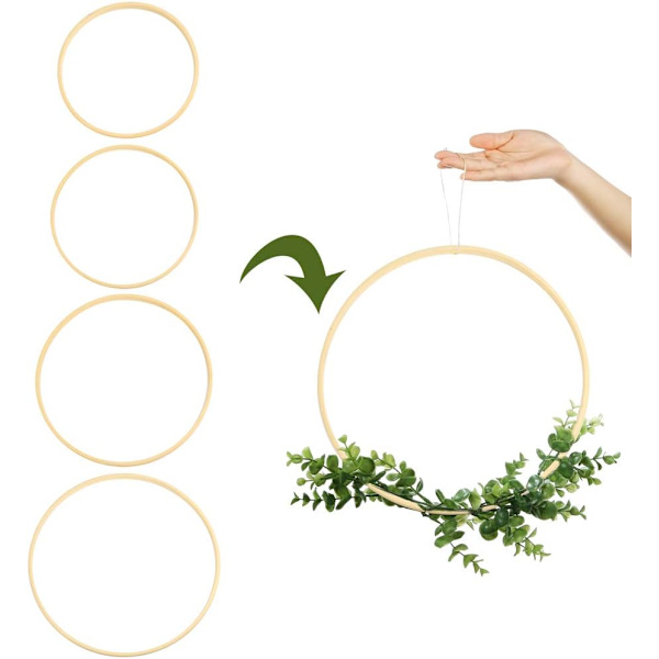 *8 Bamburingar 4 Storlekar för Macrame Trä Blomsterbågar och Bambu*