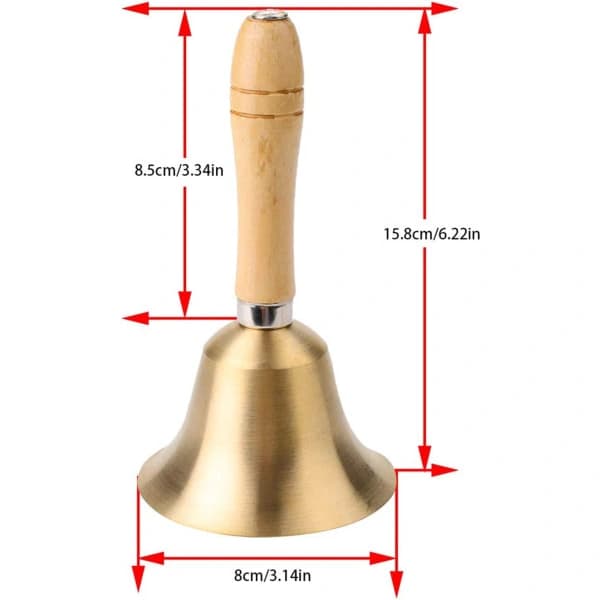 Handbell - Brass Handbell with Solid Wood Handle, Very Loud Handbell