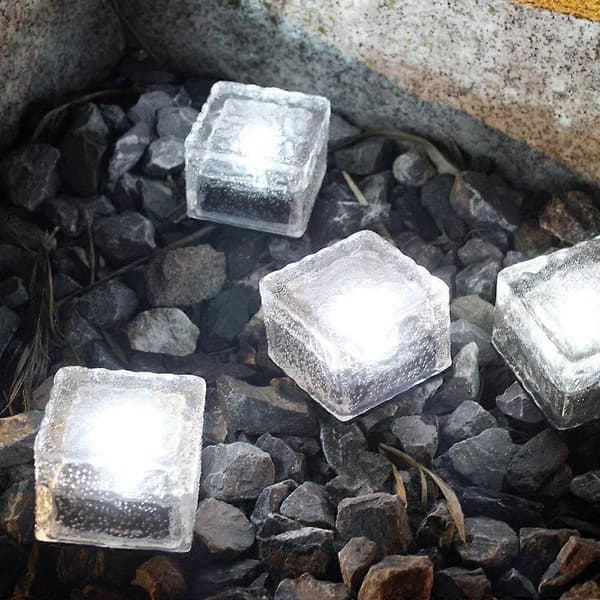 Solar Powered Paver Lights White 2-pack - Waterproof LED Solar Lights for Garden Lighting (FMY)