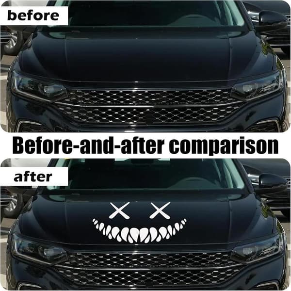 1 pc Car Rear Window Decal, 40 x 26 cm Halloween Atmosphere Devil Smile Shape Reflective Car Sticker, Holiday