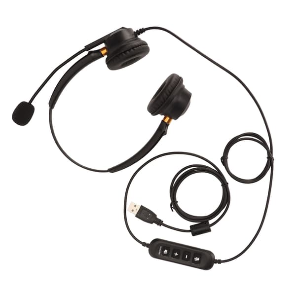 USB Business Headset ENC Noise Cancelling Binaural Wired Office Headphone with Speaker Volume Adjustment Microphone Mute