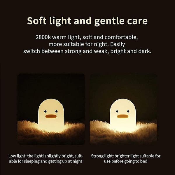 JUSCH LED Duck Lamp, Smart Sleep Lamp with Duck, Touch Sensor Timer, Rechargeable Silicone Night Light, Cartoon Bedside Lamp, Creative Gift