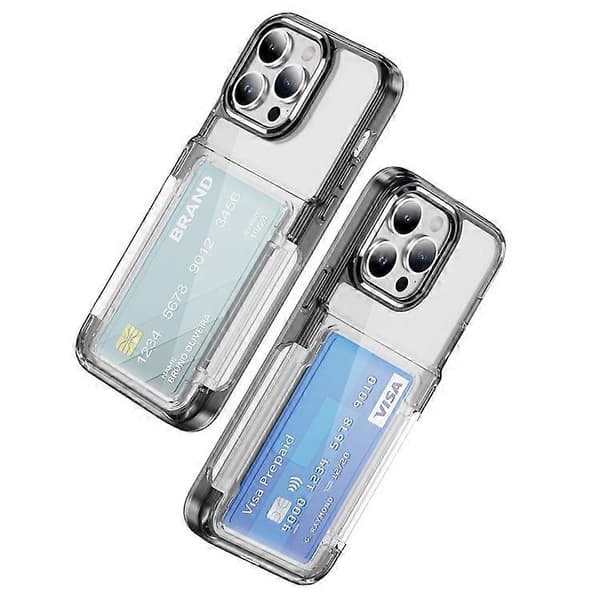 Compatible Case for iPhone 15 Pro Max with Card Holder TPU + Acrylic Clear Shockproof Phone Case