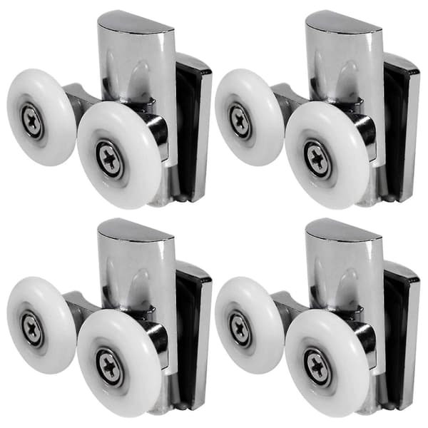 4 stk Dusjdørhjul 23mm Dusjdørruller Kraftig Legering Dobbelthjul For Både Flat Skyvedør [DB] sølv silver