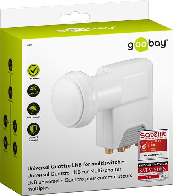 Universell Quattro LNB Grå, Vit