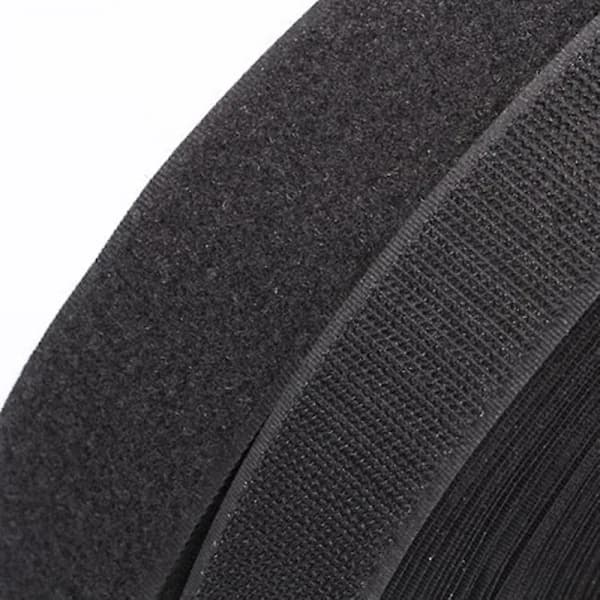 Syband 30 meter x 20 mm, ikke-klæbende velcro, sort