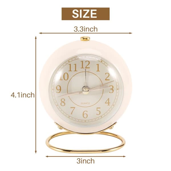 Small Table Clock, Analog Quartz Desk Alarm Clock with Light for Bedroom Decor
