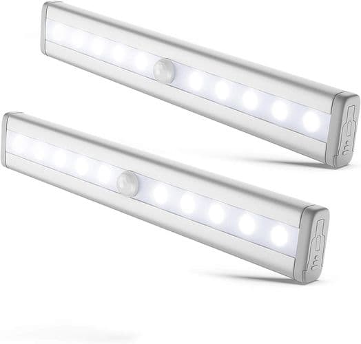 Sett med 2 LED-nattlys med bevegelsessensor, skapbelysning, LED-strips,