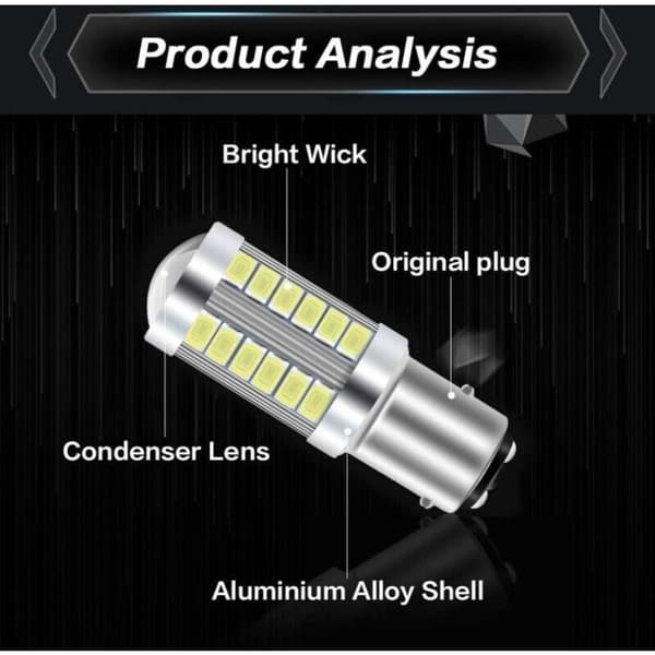 2 stk. 1157 BAY15D LED bilpære hvid 900LM superlys baklys 12V