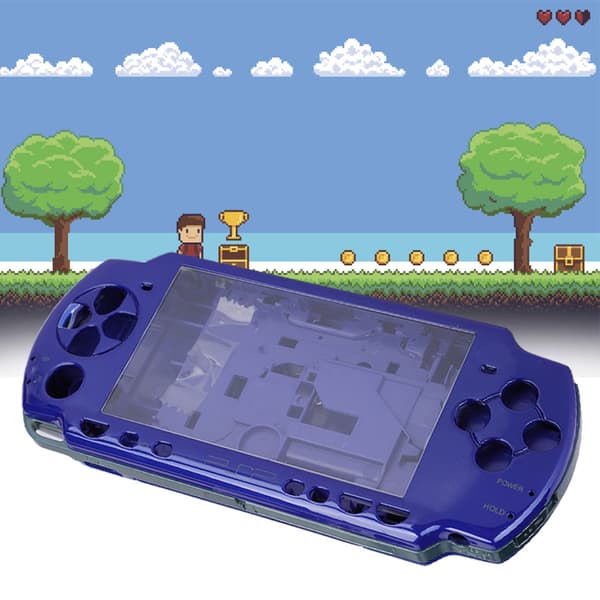 Erstatningsskal i ABS-materiale til spillekonsol med skruetrækker til PSP2000-konsol, blå