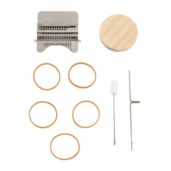 Darning Mini Loom Easy Operation Wide Application Stainless Steel Wood Mini Loom for Carpet Scarf Clothes 12 Hooks