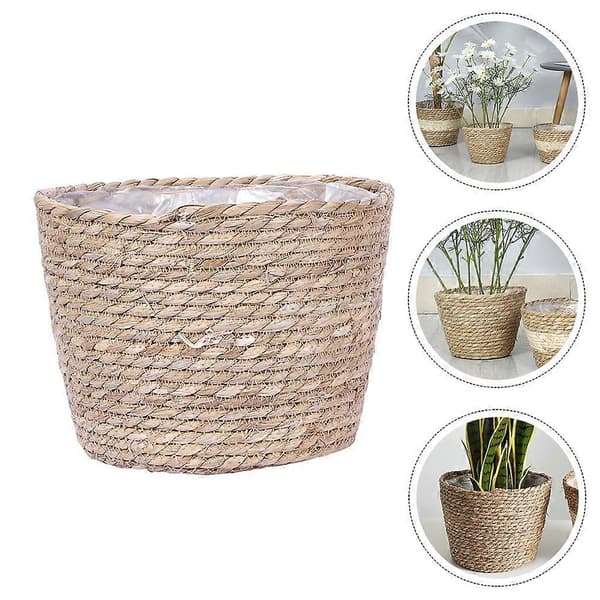 1pc Straw Woven Planter Indoor Planter Basket for Home Office Decor