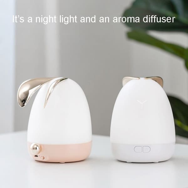 Aromaterapi-lampe søt barn LED nattlys dekompresjon soverom søvn bærbar nattlampe julegave hvit+rosa