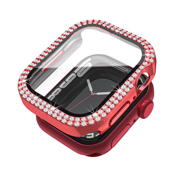 (Röd) 2 st Diamant med skärmskydd Bling Case Härdat Glas