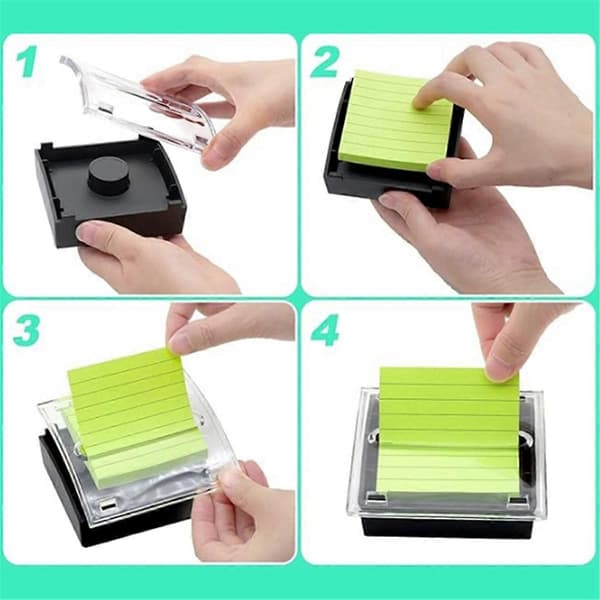 Pop-up notatblokkholder Svart base Klar topp Sticky Notes-holder