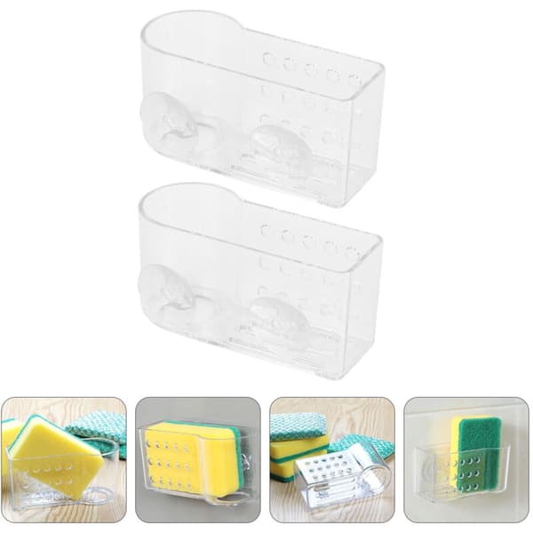 2-pack Kitchen Rack with Sponge Holder, Wall-Mounted Storage Organizer