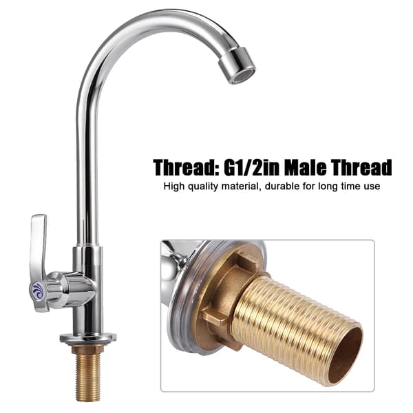 G1/2 inch External Thread Zinc Alloy Kitchen Faucet for Home Restaurant Silver