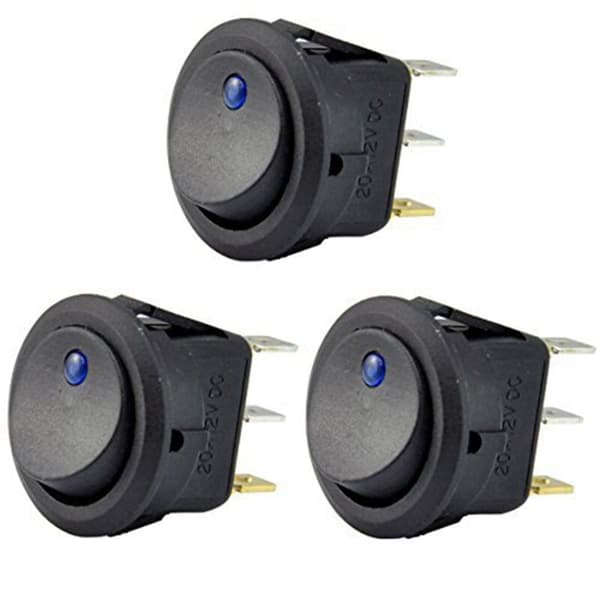 30 stk 12V 20A vippebryter LED blått lys SPST kontroll på-av