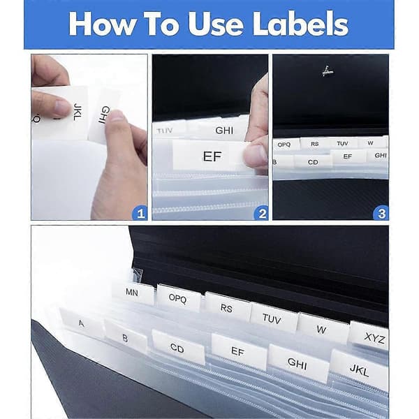 Ekspanderende mappe med 13 lommer, trekkspillmappe med elastisk spenne, A4-papirfilorganisering for