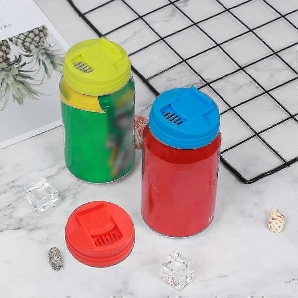 Läcksäkra lock för läskburkar, trycktyp, stänkskydd, ölkorkskydd, återanvändbara burklock, 2-pack - Blå