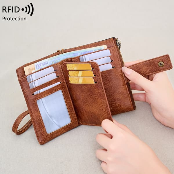 RFID-skyddad Damplånbok: Trefaldig Kort Plånbok i PU-läder med Flera Kortfack Vit Vit White