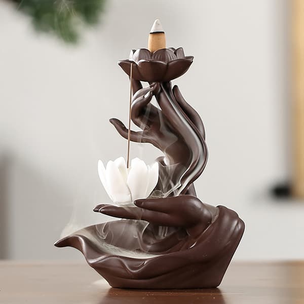 Bergamot Lotus Heart Incense Burner Innovative Backflow Ceramic Home Decoration