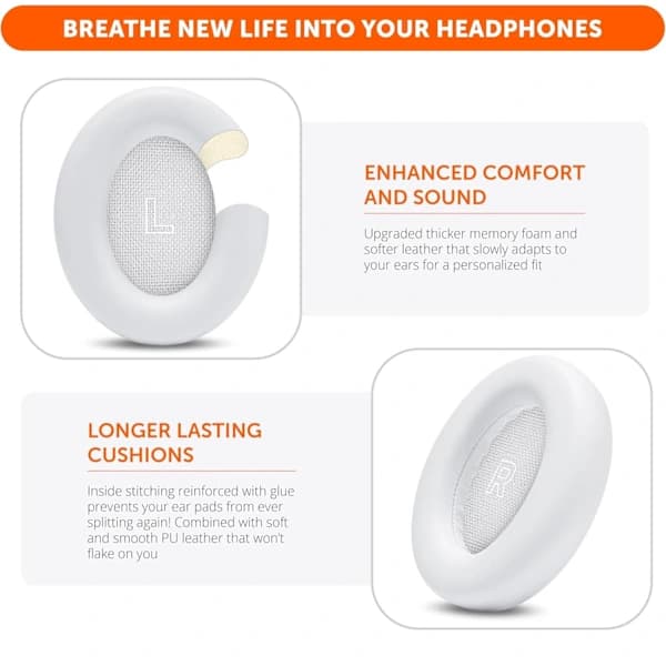 Øreputer til Bose QuietComfort Ultra 1 og 2 – Erstatningsputer Hvit Vit