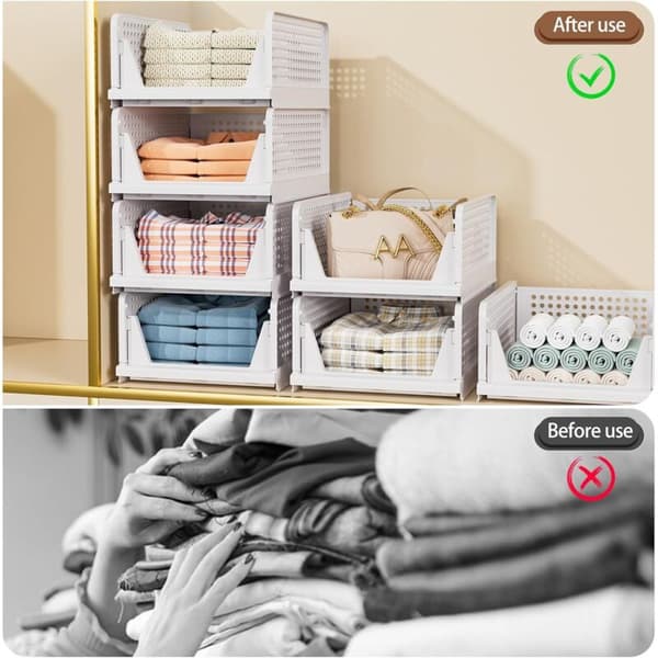 Foldable Wardrobe Storage 2-pack - Stackable Storage Bins for Closet, Compatible with Bedroom, Kitchen, Bathroom