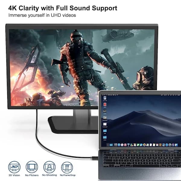 USB-C til HDMI-kabel 4K 60Hz - 1,8 meter Svart