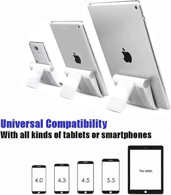 Svart bærbart skrivebordsstativ for telefon 360 sammenleggbart telefonstativ justerbar smarttelefonholder for iPhone og Android-telefon hvit
