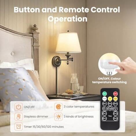 USB-C Rechargeable Light Bulb with Remote Control, 3 Colors, E14 Socket, Dimmable, Battery Powered, 6W, Timer Function, Magnetic Emergency Light