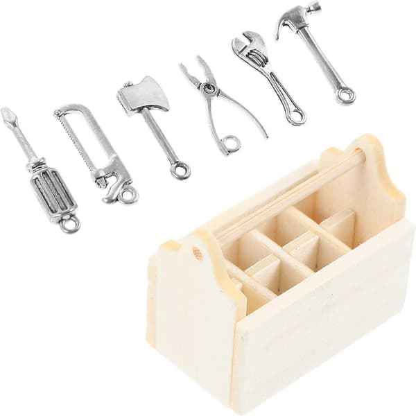 1 Set Dollhouse Miniature Tools Decoration Metal Mini Tools Dollhouse Accessories With Toolbox