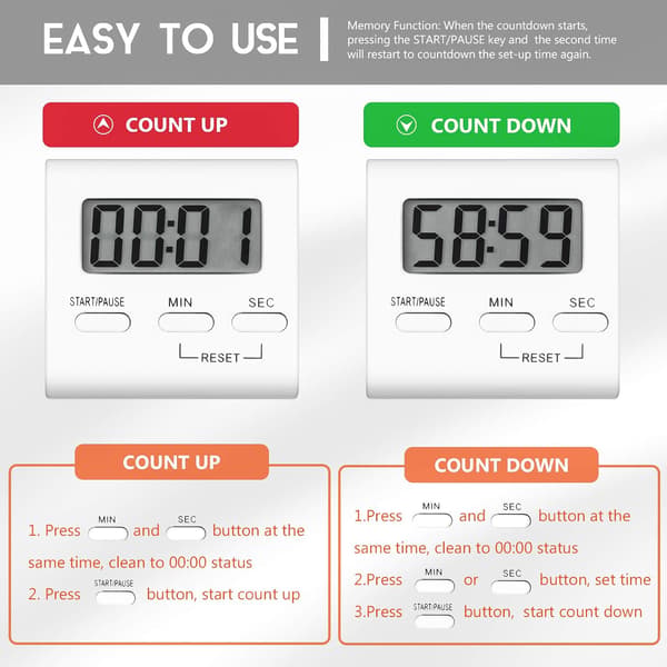 Set med 4 timers, kökstimer, digital kökstimer, äggtimer, med högt alarm-FY-