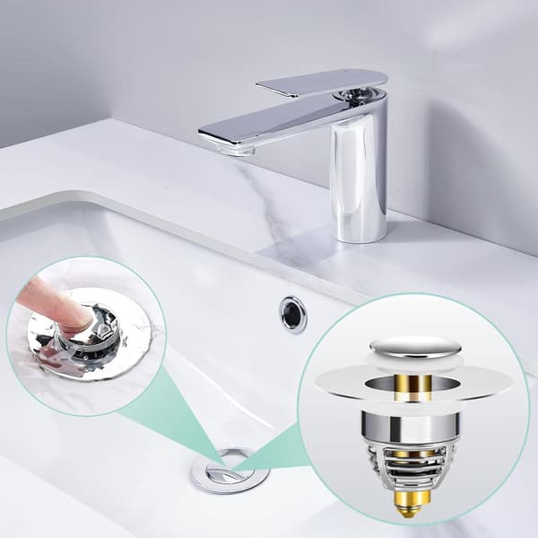 Universal Pop-Up Sink Drain, 2-piece Anti-Clogging Filter, Sta