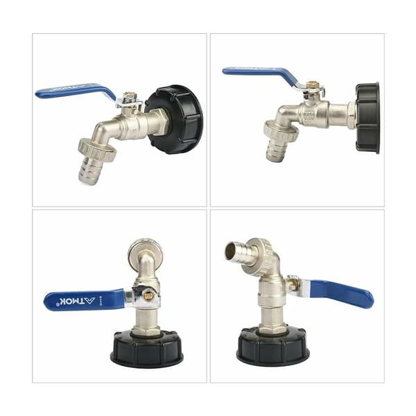 Tankhaneadapter 3/4\" gevindforbindelse S60X6 Vandtank Messingventil Reservedele eller 3/4\" Metalslangeforbindelse (Blå)