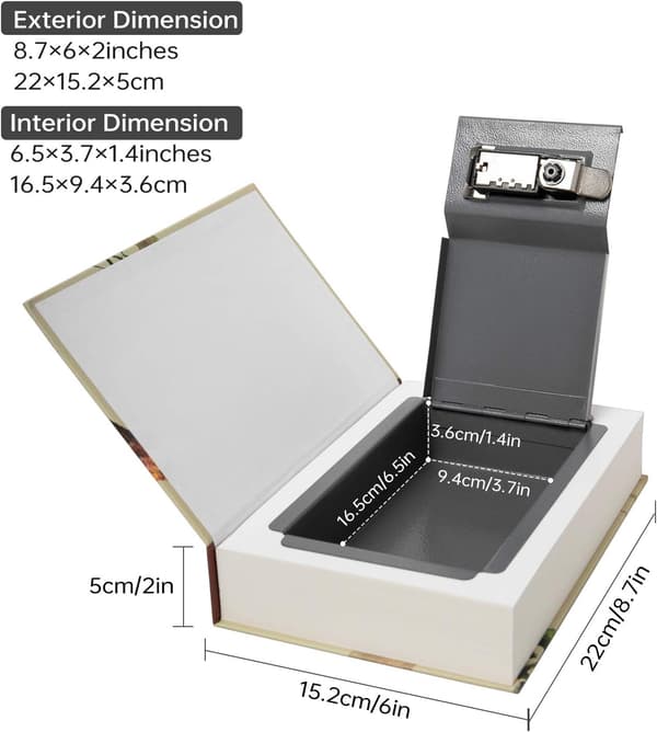 Real Paper Transfer Book Safe, Hollow with Secret Hidden Compartment