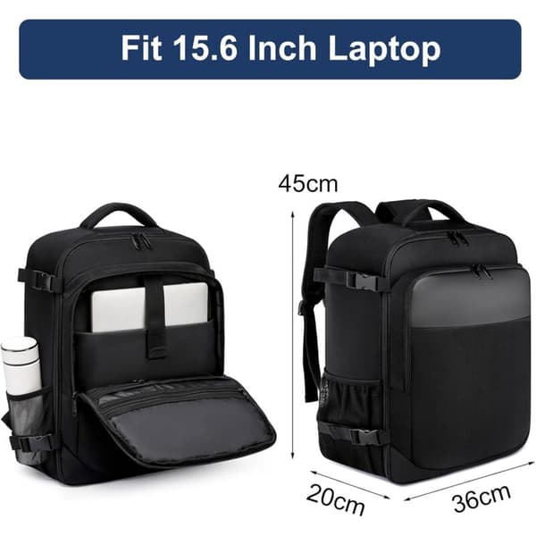 45x36x20 Cabin Backpack for Airplanes, 15.6 Inch Laptop Bag Work Bag, Black